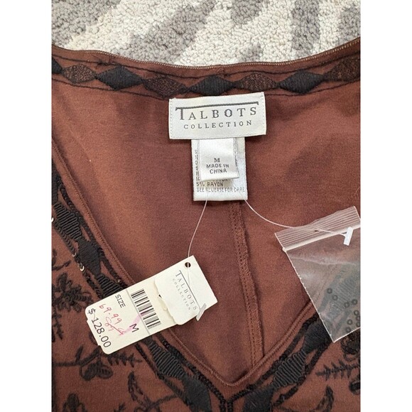 NWT Brown Beaded Sequin Embellished Talbots Tank Top - Picture 3 of 4